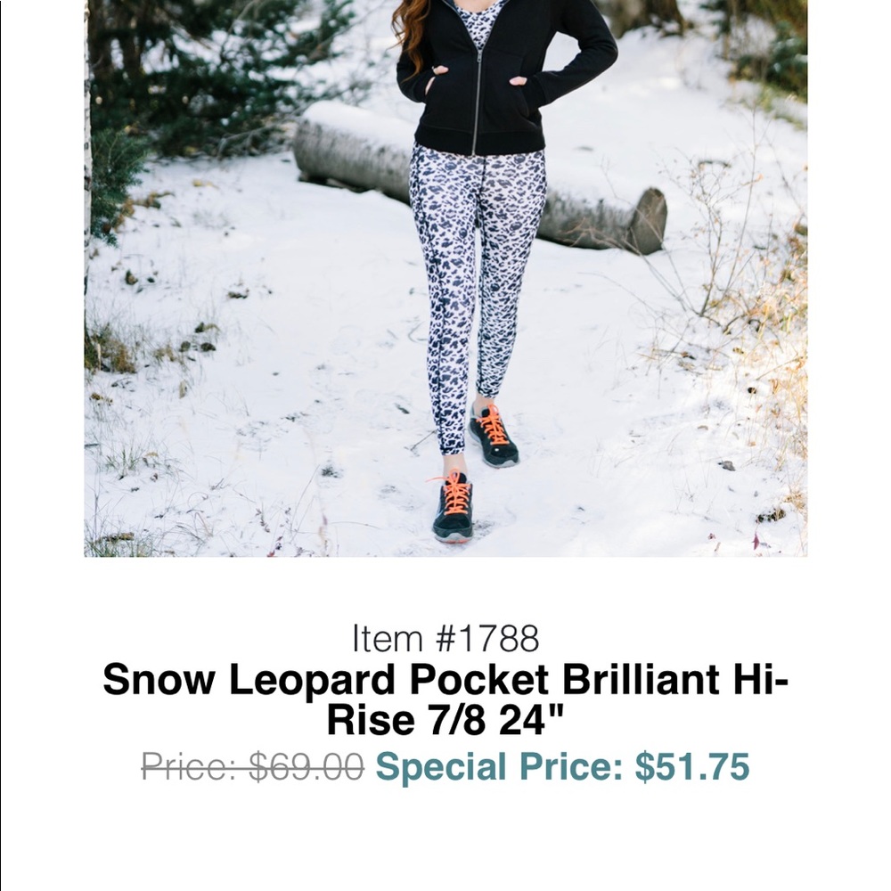 Snow leopard pocket brilliant high-rise 7/8 24 inches. Size 8-10
